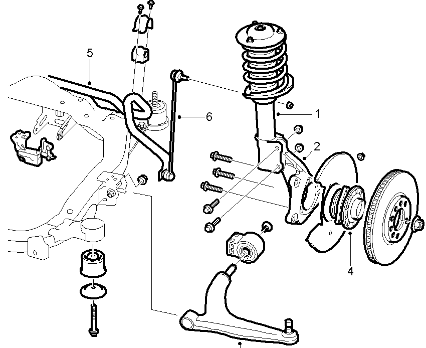 McPherson tipo priekinė pakaba